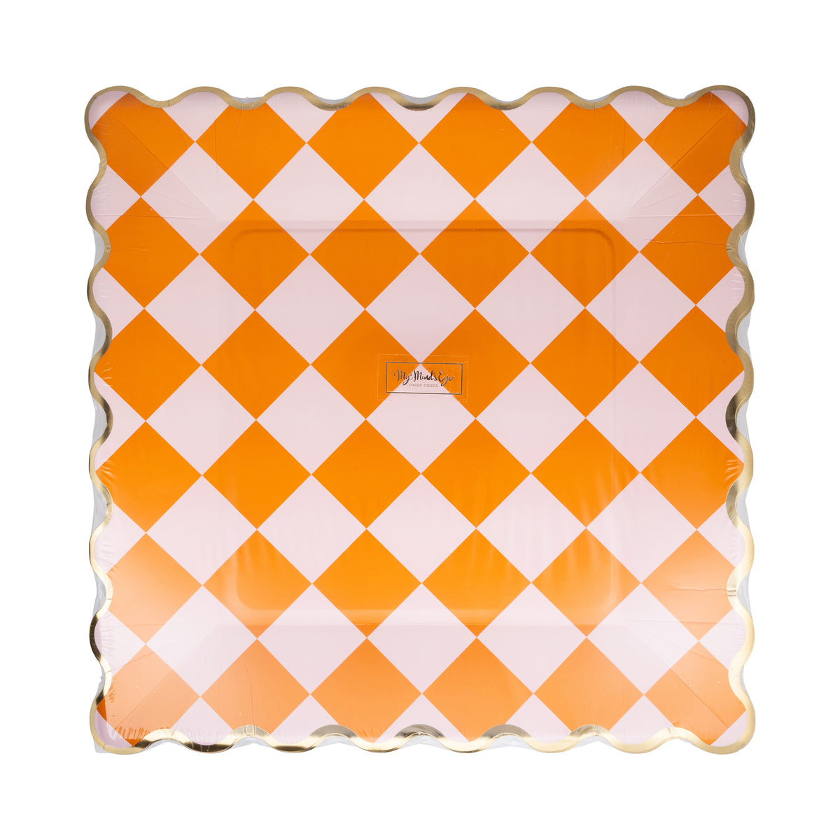 Platos grandes Rombos en Rosado y Naranja