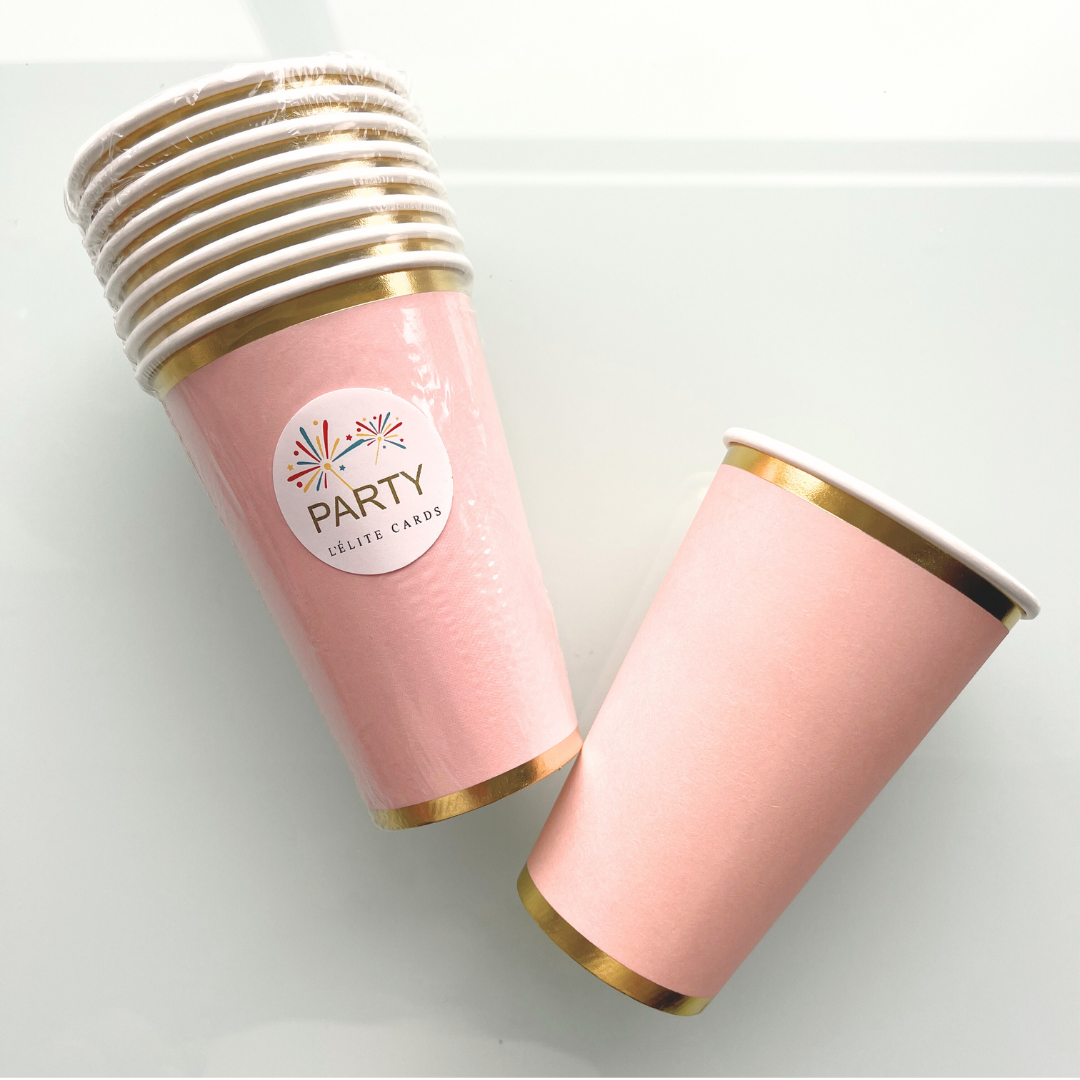 Vasos Palo Rosa bordes gold
