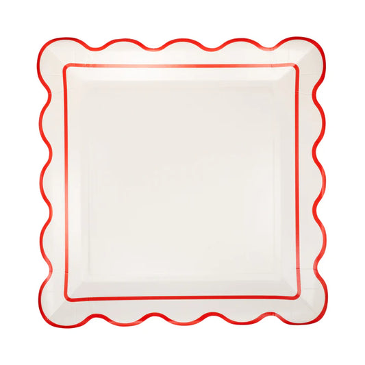 Plato Cuadrado Bordes Festoneados