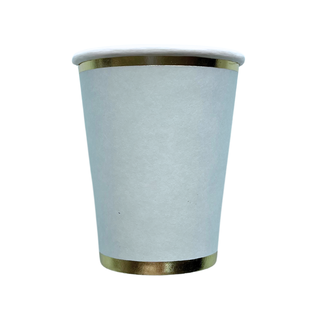 Vasos azul luna bordes gold
