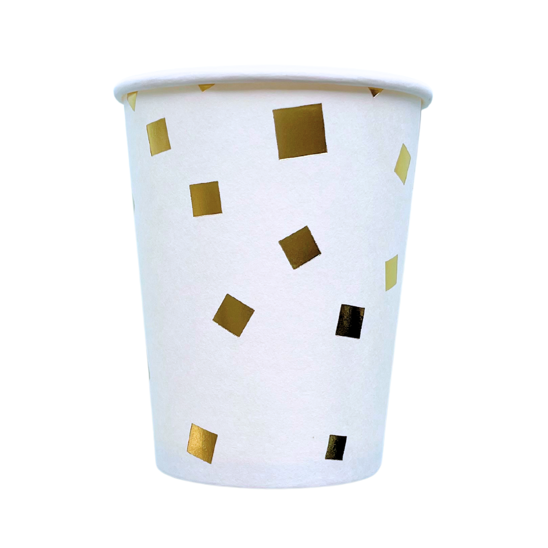 Vasos blanco Confetti Gold